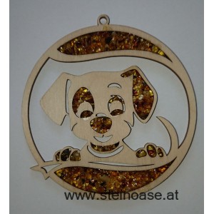 Fensterbild Suncatcher Bernstein - HUND Ø 11cm